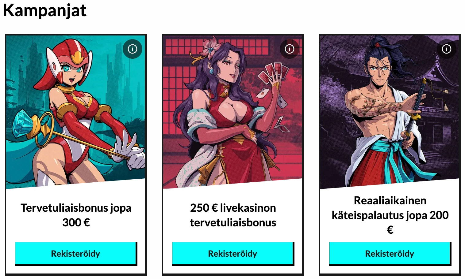 Manga Casino bonuses and promotions