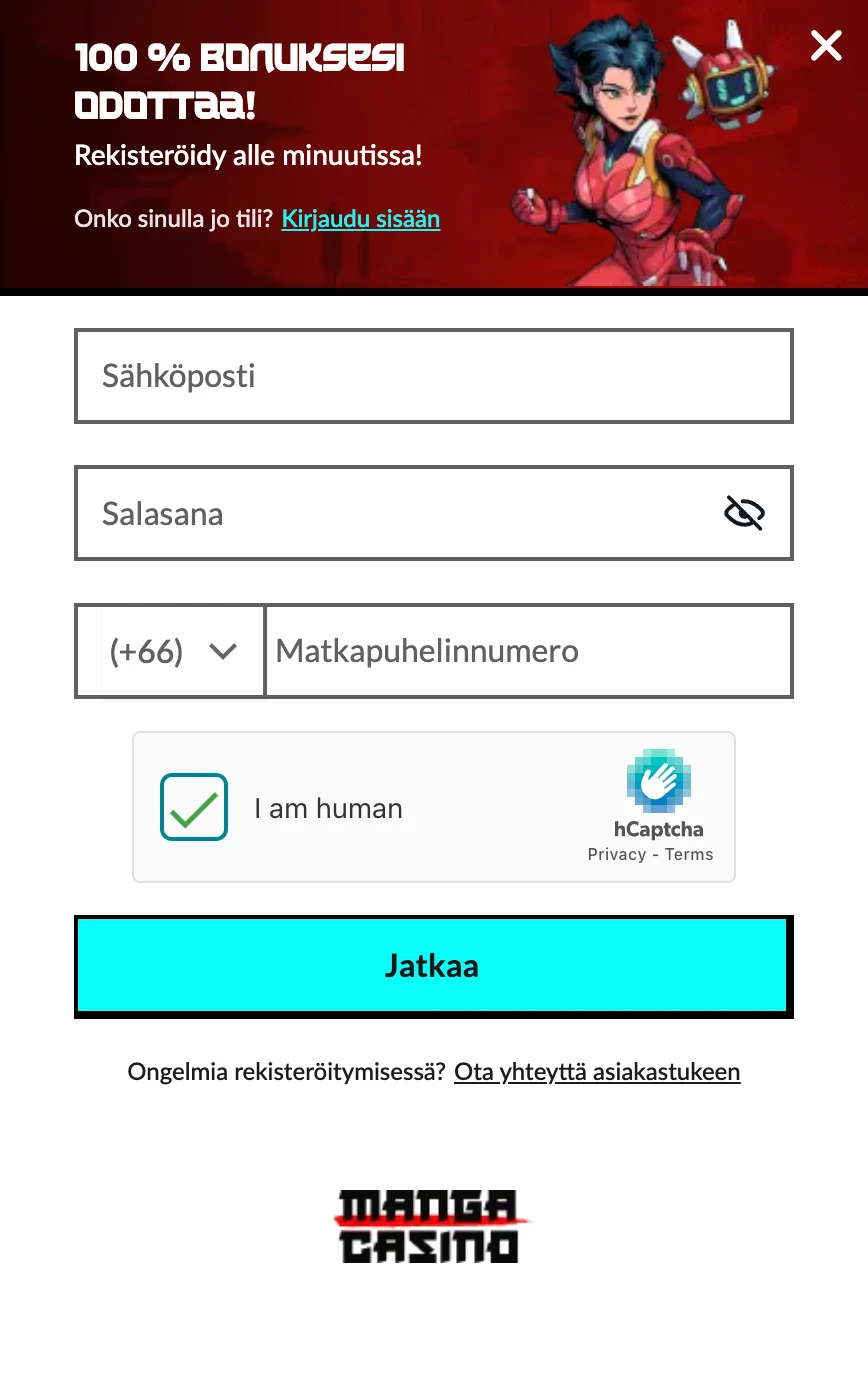 Manga Casino registration